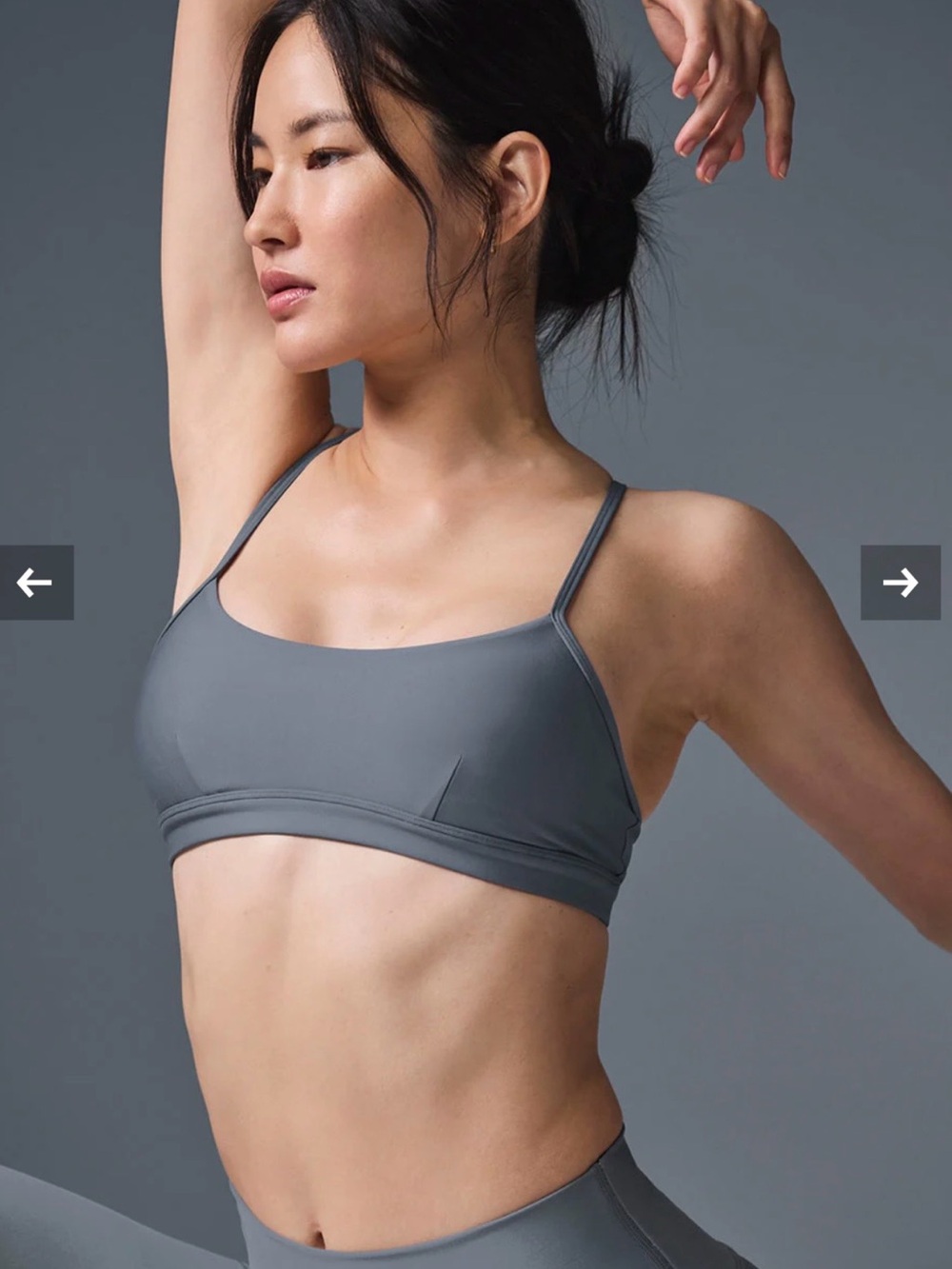 Alo yoga , airlift intrigue bra in steel grey